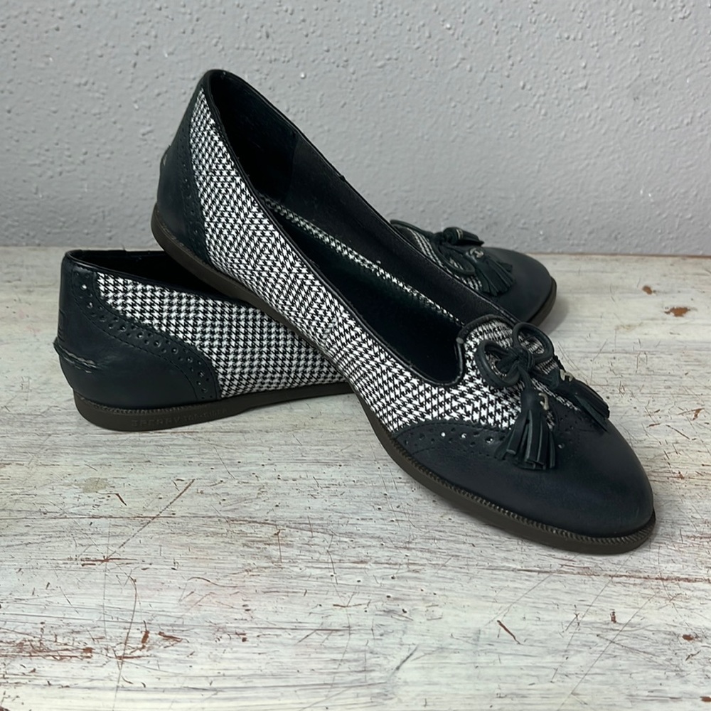 Sperry Harper Houndstooth Wingtip Flat Loafer Sz 6.5M
